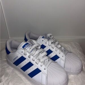 Adidas Superstar White and Blue Sneakers